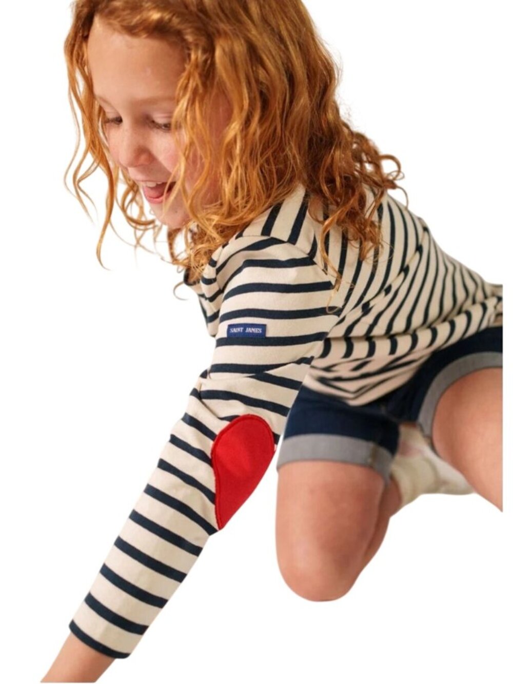 Saint James NWT Vaujany Kid Beton Shirt Striped Heart Patch Sleeve Size 12y - Picture 5 of 11